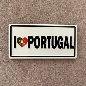 PORTOGALLO • Amo il Portogallo • piccola targa magnetica per frigorifero (nuova)