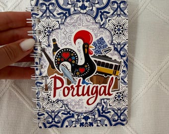 Azulejo Tile Pattern Notebook | Galo de Barcelos Magnet | Portuguese Souvenir | Gift from Portugal