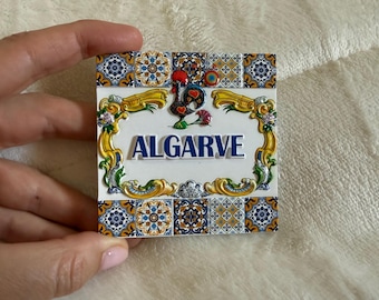 ALGARVE Fridge Magnet - Traditional tile Azulejo & Rooster | Travel Souvenir | Gift from Portugal