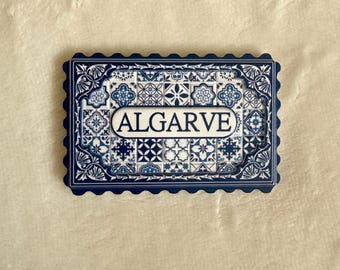 ALGARVE | Portugal • Fliesenaufkleber Portugal | Blau Weißer Azulejo Magnet | Portugesische Souvenir | Reisegeschenk | Küchen Dekor