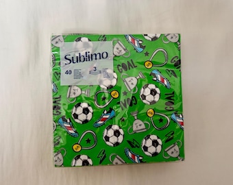 Football Theme Party | 40 Green Printed Paper Napkins • 33x33