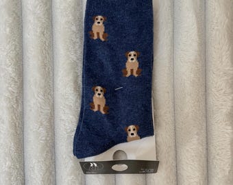 Socken mit Hunde Muster |  Hund blau gemustert Socken - süßes Geschenk für Hundeliebhaber - lustige Neuheit Socken - Unisex • 36-38 • Neu
