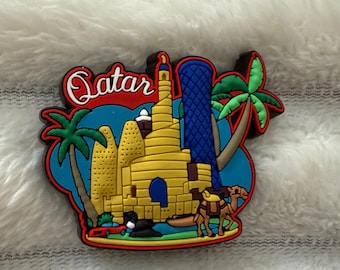 QATAR Kühlschrankmagnet | Sehenswürdigkeiten - City Skyline Pin Magnet | Doha Travel Souvenir • Geschenk aus Katar