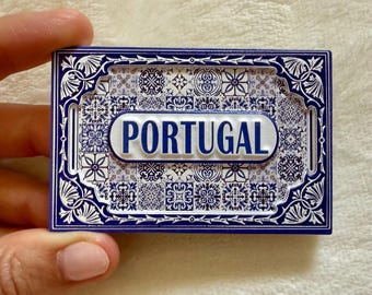 PORTUGAL Tile Pattern blue & white Fridge Magnet | Portuguese Azulejos Souvenir | Gift from Portugal