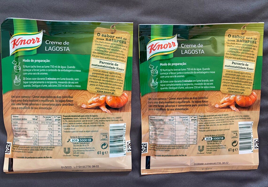 2 X KNORR LOBSTER Soup / Cream Preparation Powder Mix 61gr Etsy