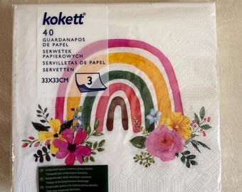 Frühling Servietten • Ostern Dekor | Rainbow & Floral - Dinner, Cocktail, Serviettentechnik