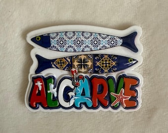 ALGARVE • Sardine Kühlschrankmagnet Portugal | Sardinhas Magnet | Reise-Souvenir | Küche Dekor | Geschenk aus Portugal