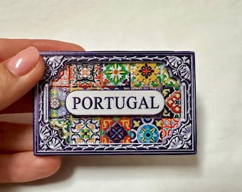 PORTUGAL Fliesenmuster Kühlschrankmagnet | Azulejos - Reisemagnet | Geschenk aus Portugal