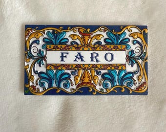 ALGARVE | FARO • Fliesen-Kühlschrankmagnet Portugal | Mehrfarbiger Azulejo Magnet | Portugesische Souvenir | Reisegeschenk | Küchen Dekor