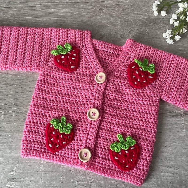 baby strawberry knit cardigan