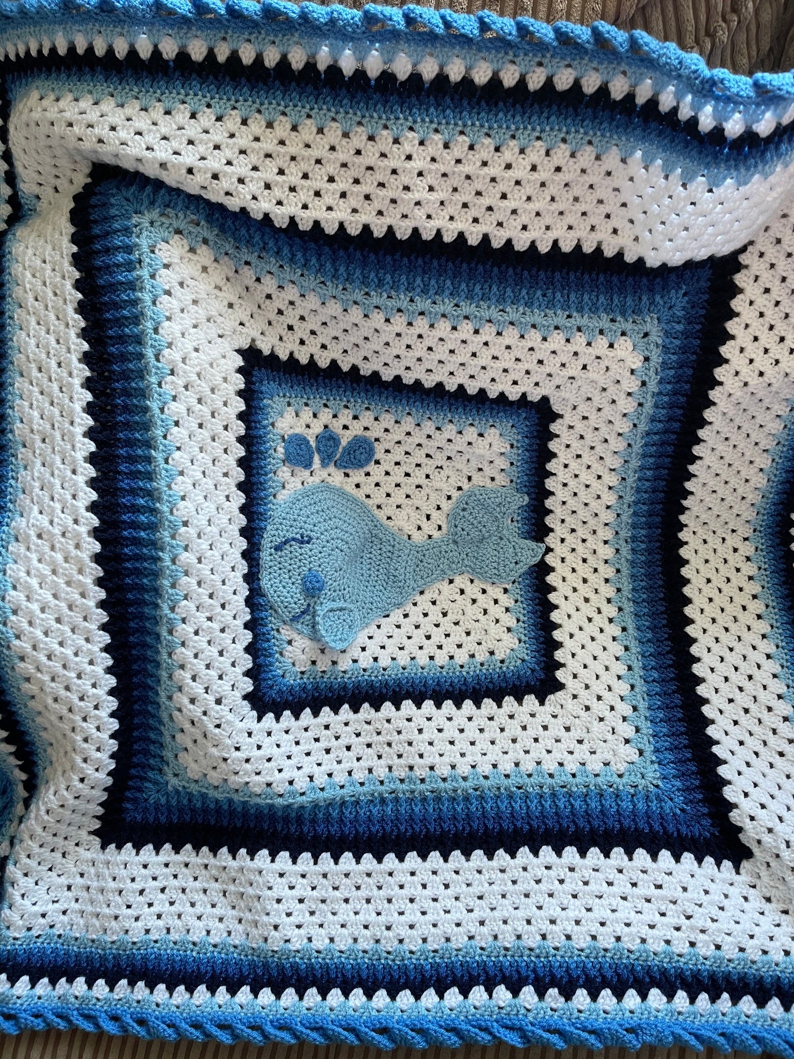 Crochet Whale Appliqué Baby Blanket Etsy