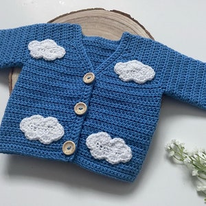 The cloudy skies cardigan/ baby cardigan/ baby shower/ baby gift/ crochet cardigan/ crochet baby cardie/ crochet kids cardie