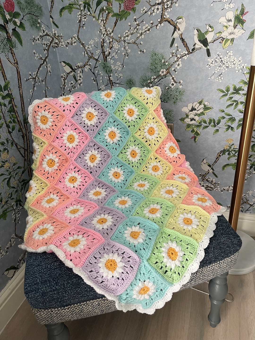 Baby Blanket Pattern Daisy Granny Square Blanket Crochet Pattern