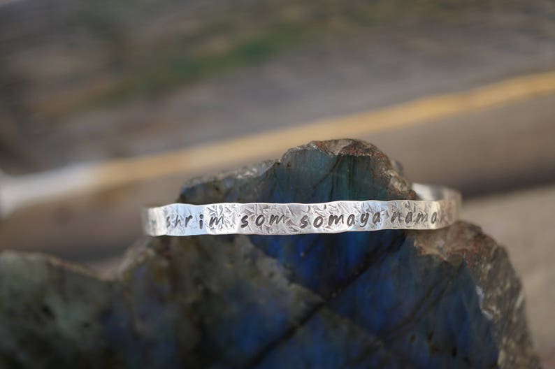 Moon Sterling Silver Mantra Bracelet OmShrim Som Somaya Namah