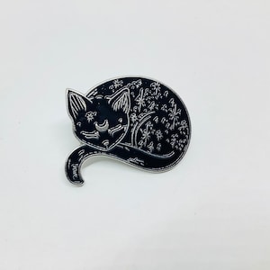 Black cat pin brooch, original gift