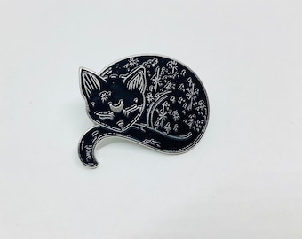 Broche pin’s chat noir, cadeau original