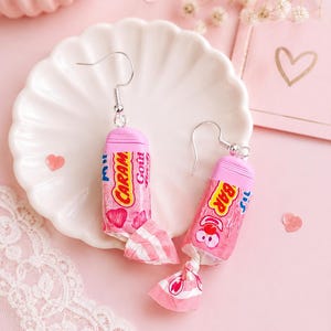 Gourmet Rosa Godisörhängen | Kawaii Gourmet Smycken | Novelty Godisörhängen | Original Gåva för Kvinnor | Godisörhängen