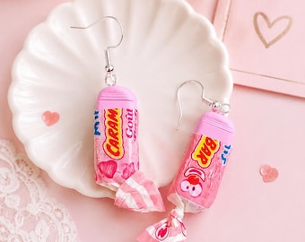 Luxe roze snoepoorbellen | Kawaii luxe sieraden | Originele snoepoorbellen | Een bijzonder cadeau voor vrouwen | Snoepoorbellen