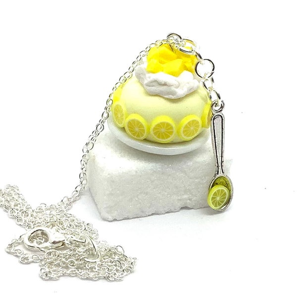 Collier gâteau au citro fimo, collier fantaisie gourmand , bijoux pâtisserie fimo