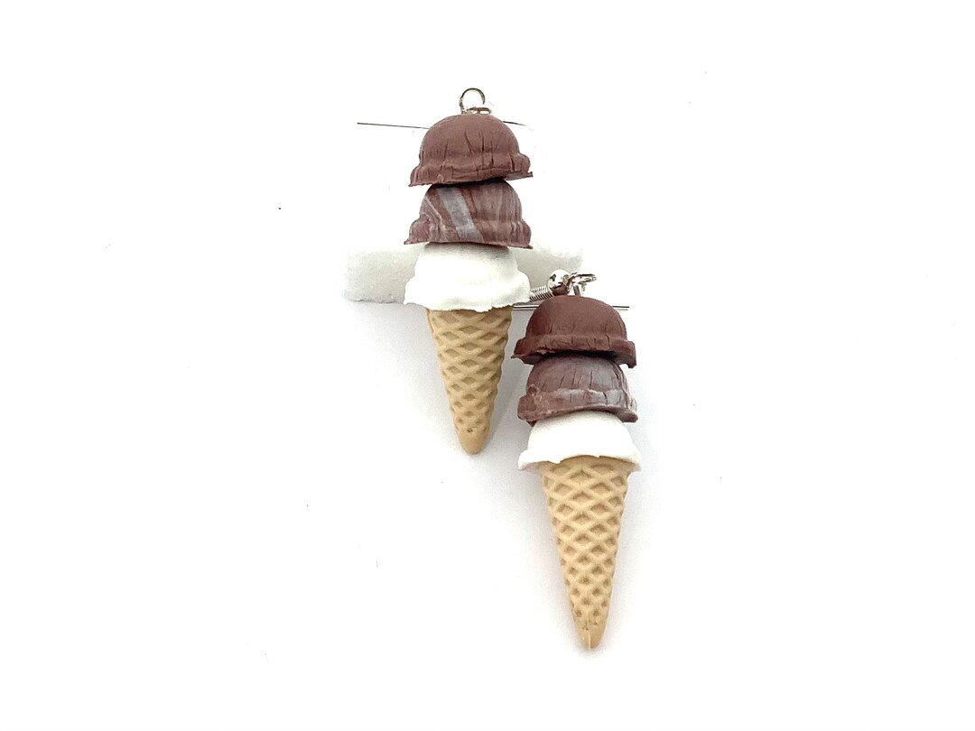 Chocolate Ice Cream Fimo Jewelry, Fancy Dangling Earrings, Mother's Day ...
