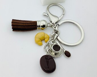 Porte-clefs grain de café , porte-clés original, porte-clés unisexe, porte-clés fait main