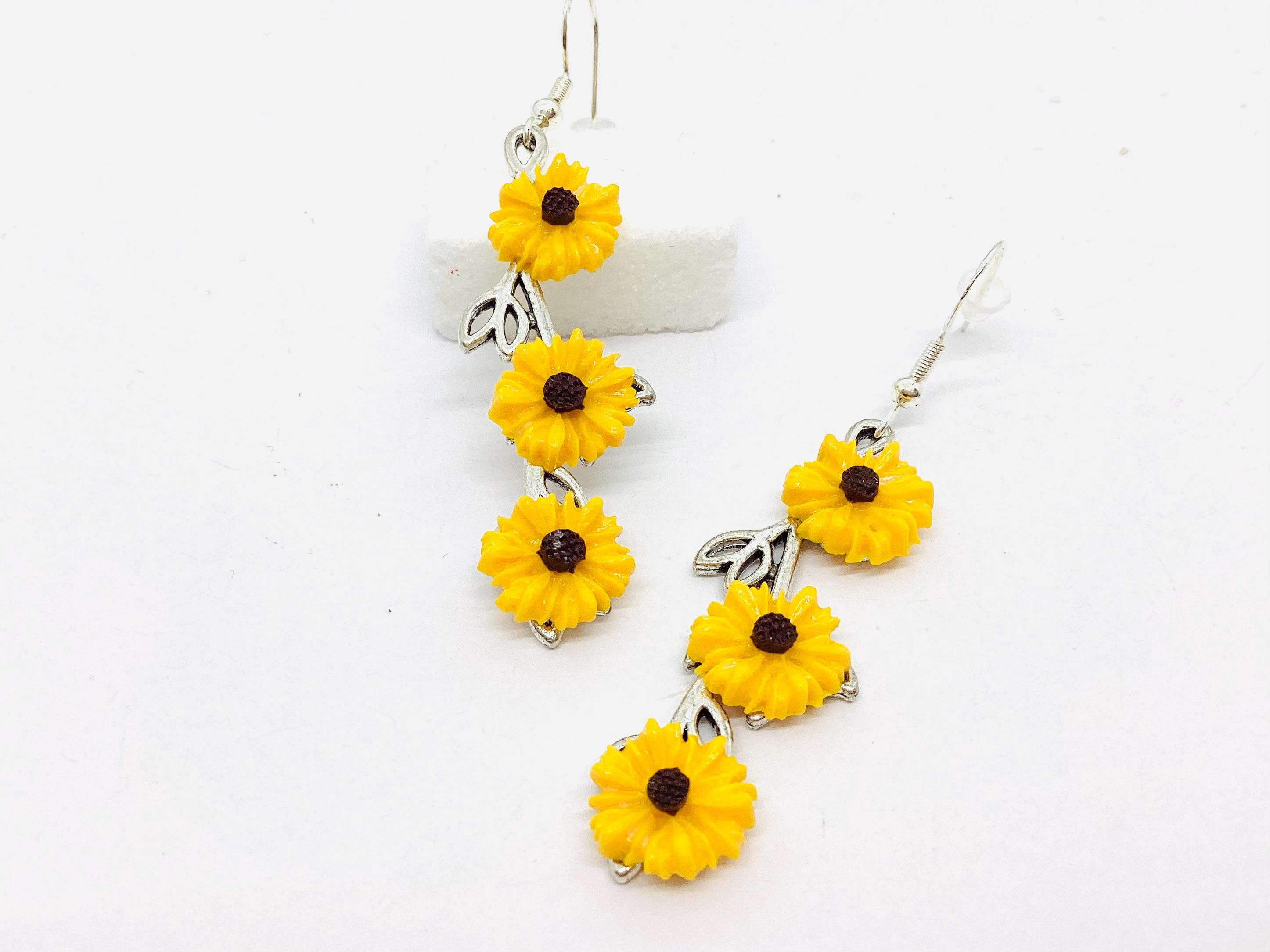 Créoles Mini Flora acier - Boucles d'oreilles à petite fleur acétate orange – Instants Plaisirs | Bijoux