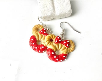 Donuts Minnie fimo, bijoux gourmand, boucles d’oreilles fantaisies