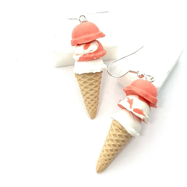 Fimo grapefruit ice cream earrings, fancy food earrings, mom gift idea