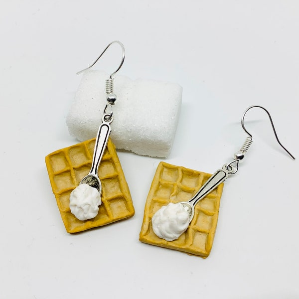 Fimo waffle imitation earrings, gourmet jewelry, fancy earrings, original gift idea