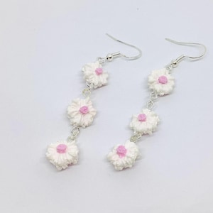 Fimo flower earrings, fancy dangling earrings, gift idea for mom