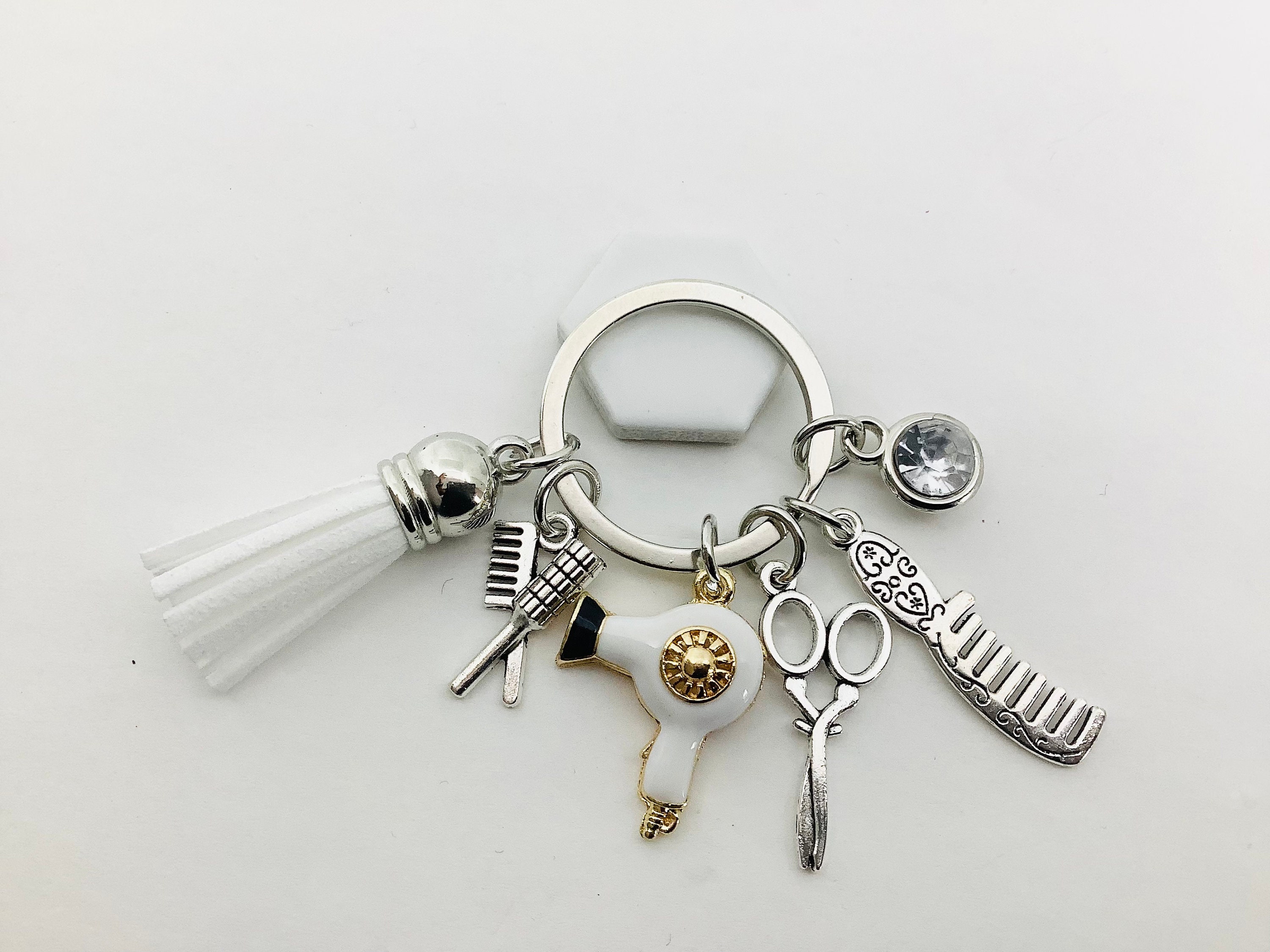  FOYTOKI Hair Dryer Keychain Funny Keychains Friend Hair Stylist  Key Ring Hairdresser Keychain Scissors Keychain Car Keys Keychain  Hairdresser Gifts Hanging Stuffing Zinc Alloy Handbag : Home & Kitchen