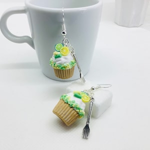 Fimo lemon cupcake earrings, fancy earrings, Christmas gift idea