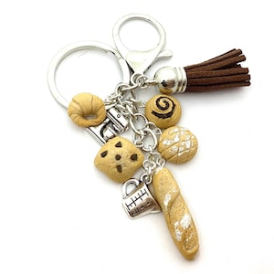 Porte-clefs fimo thème boulangerie, pâtisserie, breloque de sac, porte clé fantaisie, made in France