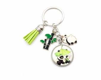 Kawaii Panda-Schlüsselanhänger | Geschenk für Panda-Fans | Accessoire aus natürlichem Bambus | Niedlicher Tier-Schlüsselanhänger | Geschenkidee für Frauen und Kinder
