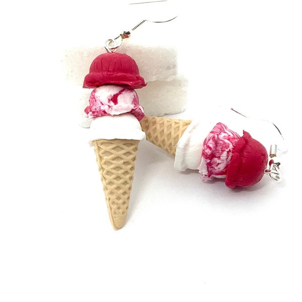 Eistüten-Ohrringe aus Fimo, ausgefallene Ohrringe, Geschenkidee zum Muttertag