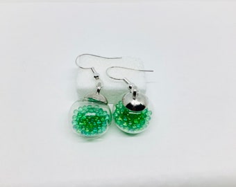 Transparent glass ball earrings, fancy earrings, funk earrings