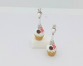 Fimo cupcake earrings, handmade jewelry, fancy earrings