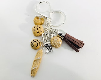 Porte-clefs fimo thème boulangerie, pâtisserie, cadeau original, porte clé fantaisie, made in France