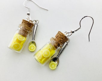 Boucles d’oreille citron fimo, boucles d’oreilles fantaisies, cadeau original