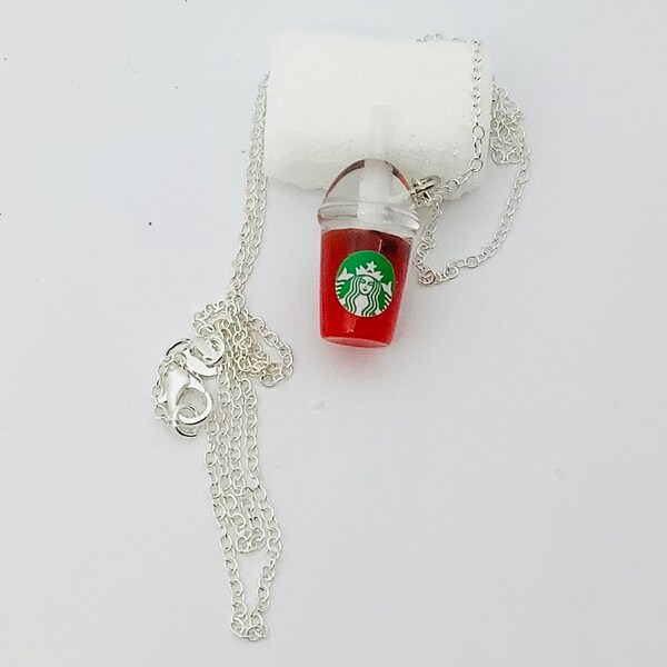 Collier boisson starbucks résine, collier pendentif breloque