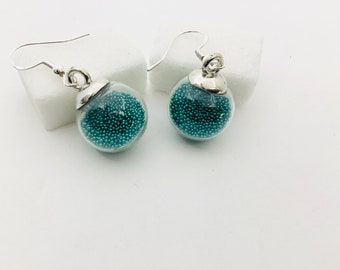 Boucles d’oreille boule en verre , boucles d’oreilles fantaisies, cadeau original