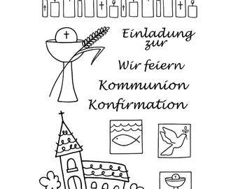 Stempel Kommunion Konfirmation 10-teilig