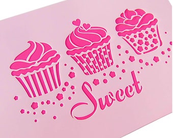 Stencil Sweet Cupcake Schablone A4