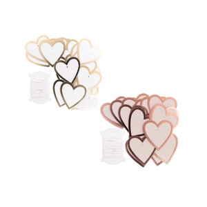 Geschenkanhänger Herzen | 24 Stück 5 cm | mit Hot-Foil + Band | Anhänger für Hochzeit Adventskalender Gastgeschenke