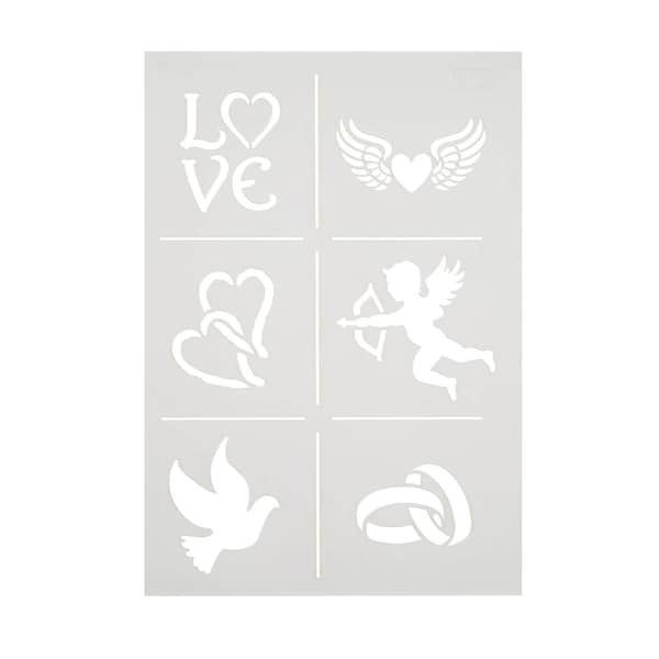 Stencil A4 Love Taube Hochzeit Engel