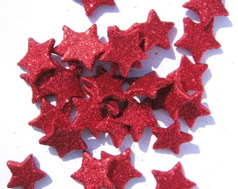Scattered stars red 10 glitter stars 25 mm
