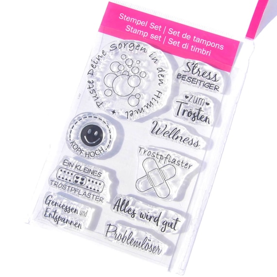 Stempel clear stamp 1 Set Liebe Grüße in Deutsch 10x10cm