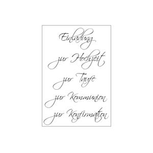 Einladung Stempelset Taufe Hochzeit Konfirmation Kommunion 5teilig