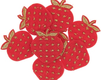 Filzstreu Erdbeere bestickt rot/gold 8 Stück
