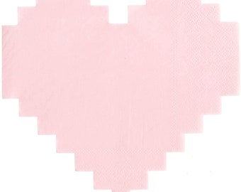Servietten Pixel Herzen rosa 20 Stück
